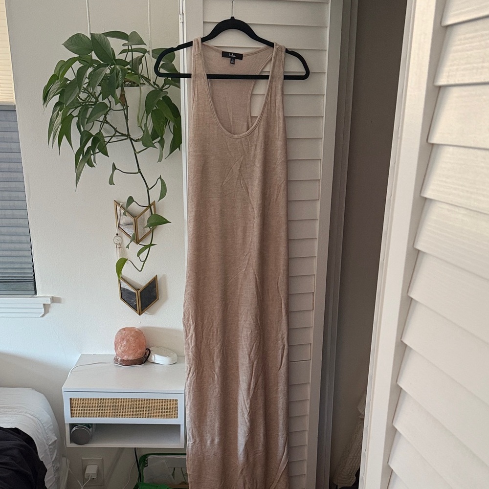 Lulu's Chic Beige Sleeveless Maxi Dress